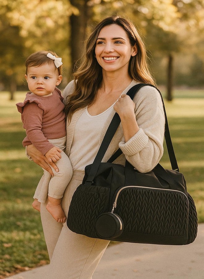 LITTLE CURIOUS حقيبة حفاضات أطفال من ليتل كيوريوس | حقيبة حفاضات للأمهات للسفر | حقائب أطفال للأمهات | حقيبة حفاضات أطفال للأمهات للسفر | حقائب سفر (أسود) - Image 5